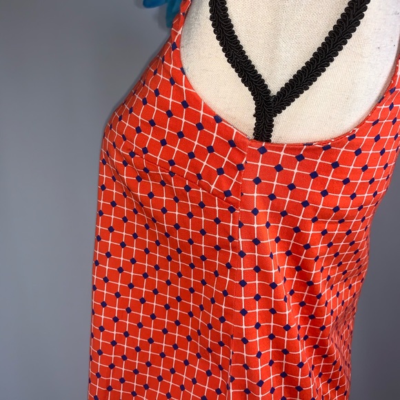 Vintage Inspired Tangerine Mod Print Dress - Picture 5 of 7